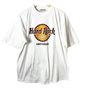 VTG 90s Hard Rock T-Shirt Amsterdam Men’s Size X-Large White Graphic Streetwear